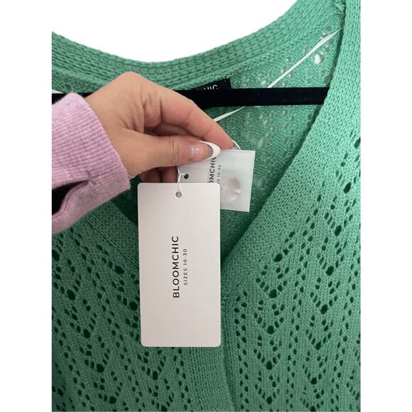 NWT Bloomchic Women's Sz 12 Grandma Teal Lagenlook Statement Button Cardigan - Picture 1 of 5